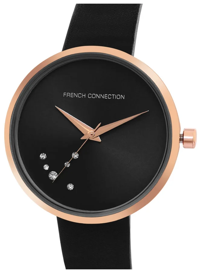 فرنش كونكشن French Connection Women's Analog Watch Black Strap
