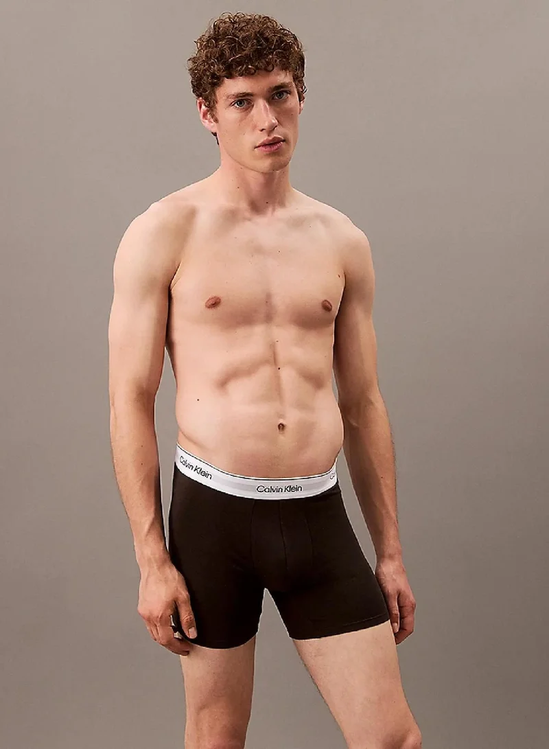 Calvin Klein Black/Black/Black 3 Pack Boxer Briefs - Icon Cotton Stretch for Men | Best Price UAE