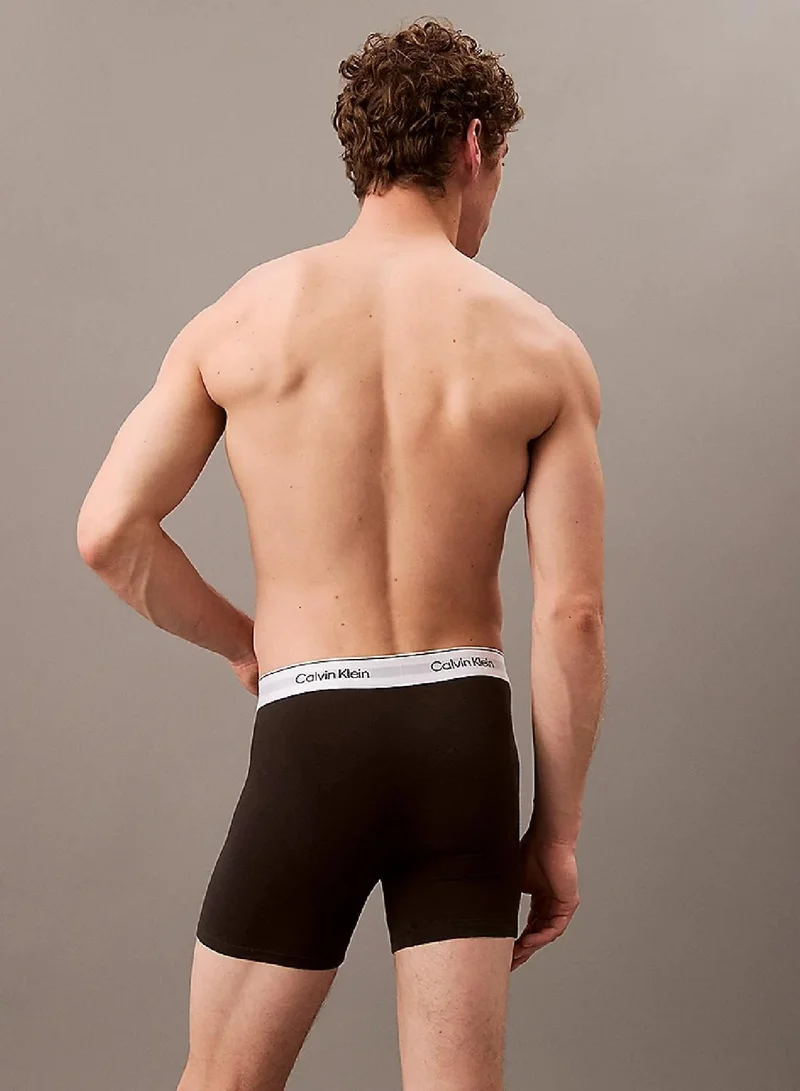 Calvin Klein Black/Black/Black 3 Pack Boxer Briefs - Icon Cotton Stretch for Men | Best Price UAE