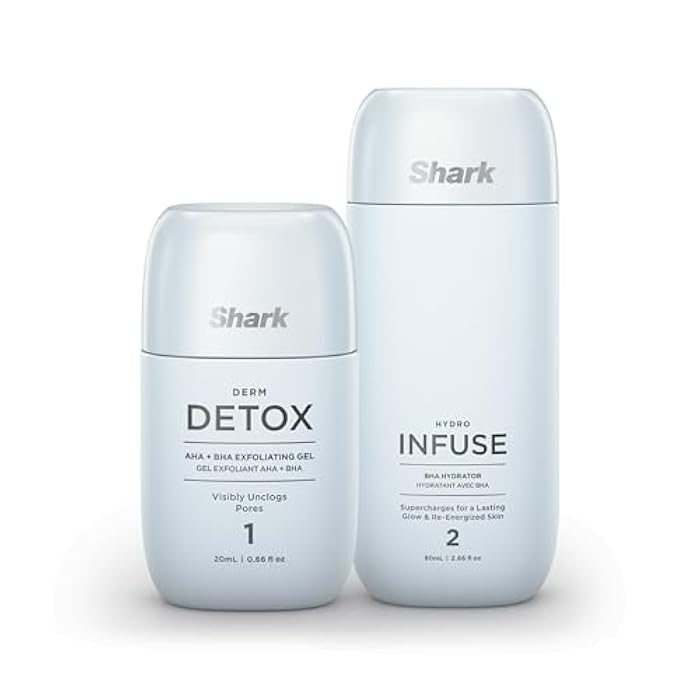 Shark FacialPro Glow Replenishment Kit, Derm Detox AHA + BHA Exfoliating Gel & Hydro Infuse BHA Hydrator, Spa-Level Exfoliation & Hydration, Compatible with FacialPro Glow System, XSKFH3 - Image 1
