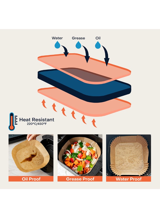 نيوتري كوك 150 قطعة بطانات هوائية قابلة للتصرف لمقلاة Nutricook الهوائية 2 5.5 لتر ومقلاة هوائية 3 5.7 لتر، غير لاصقة، ورق خبز مقاوم للماء للقلي الهوائي، الخبز، الشواء، الميكروويف، 20 سم مربع، NC-AFL150 - Image 4