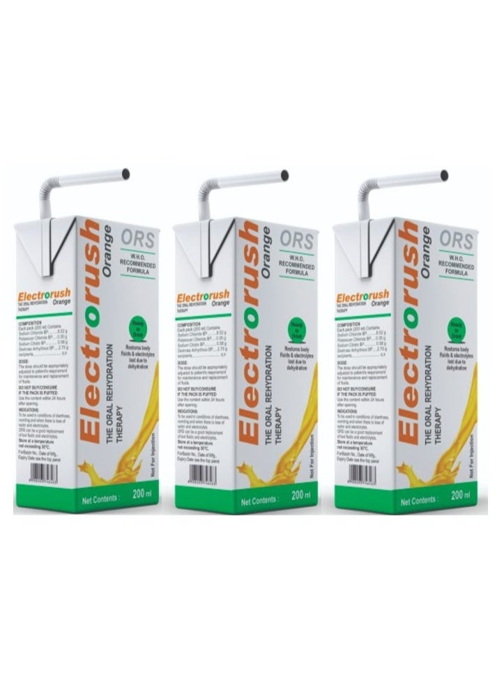 O.R.S ORS Electrorush Orange Ready to Drink 200ml (Pack of 3) – Fast Hydration & Electrolytes - Image 1
