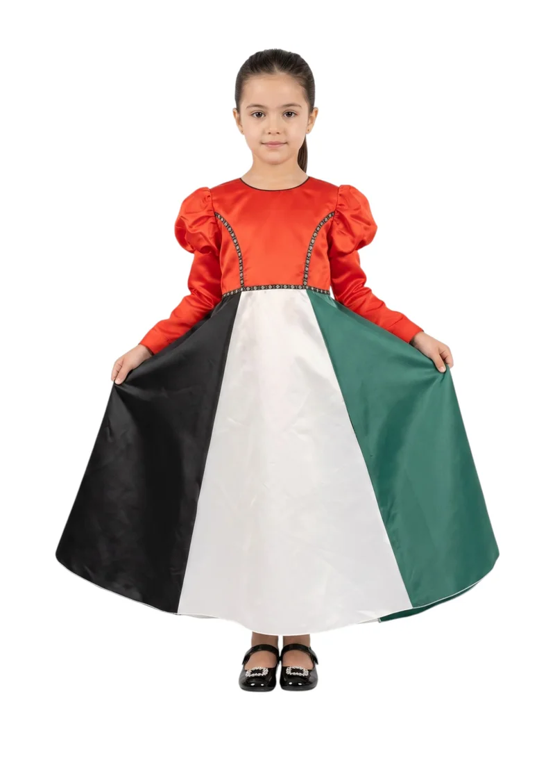 بيداني Little Patriot UAE Flag Long-Sleeve Embroidered Celebration Gown