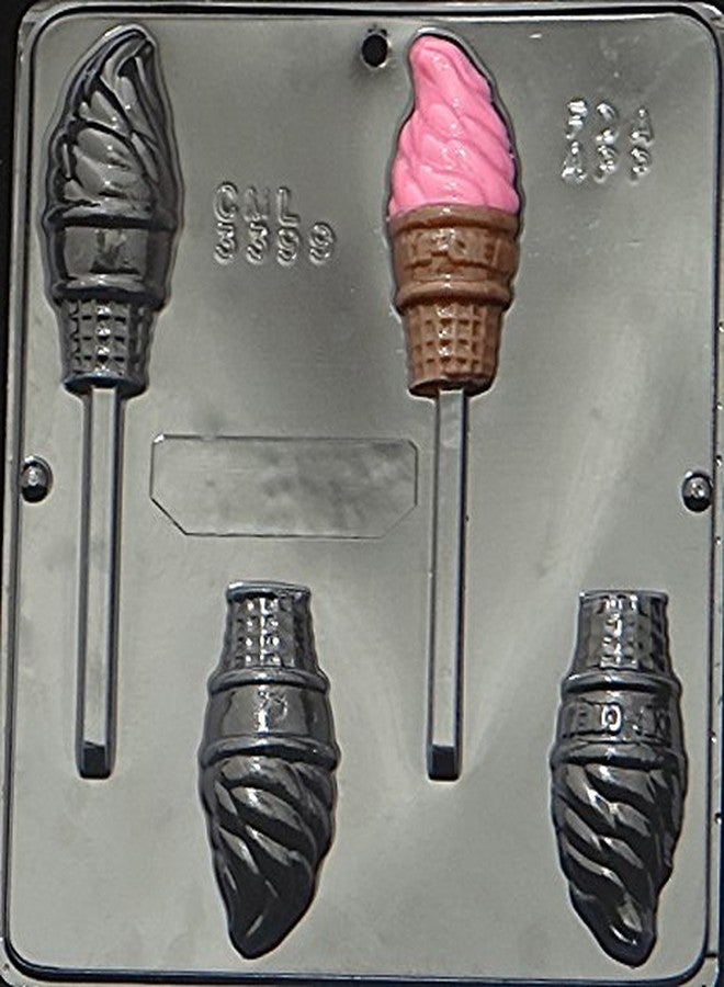Lollipops Soft Serve Ice Cream Cone Lollipop Chocolate Candy Mold 3399 - Image 2