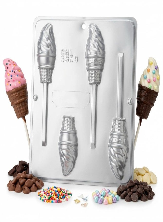 Lollipops Soft Serve Ice Cream Cone Lollipop Chocolate Candy Mold 3399 - Image 3