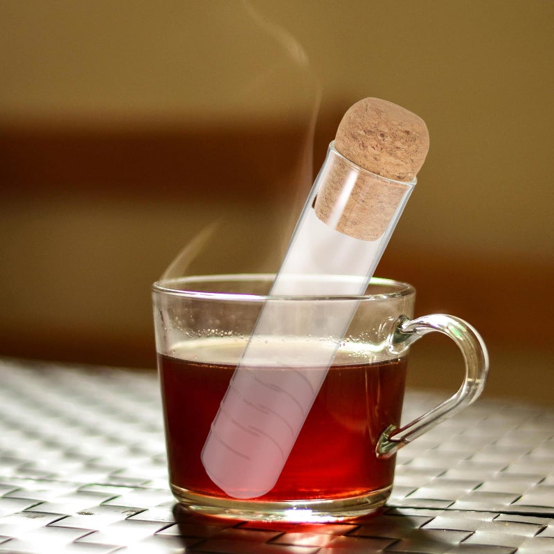 Glass Tea Infuser Strainer Tube With Cork Cap 6pcs Set For Loose Leaf Tea - Image 5