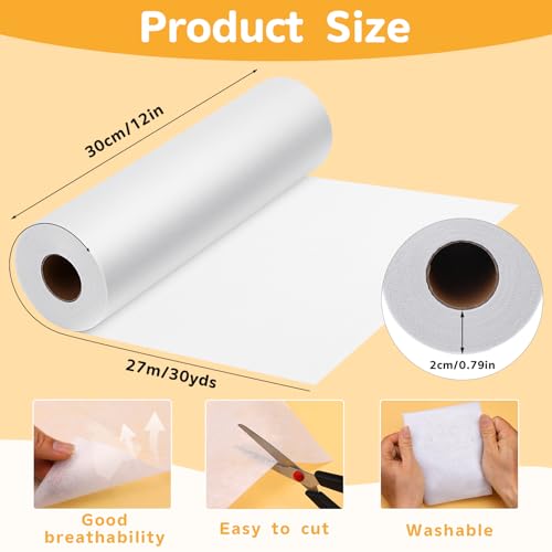 UzecPk Medium Weight Fusible Interfacing for Sewing: 12" X 30yd Interfacing Fabric for Sewing White Iron-On Non-Woven Fusible Interfacing for DIY Crafts Supplies Quilting Collars - Image 2