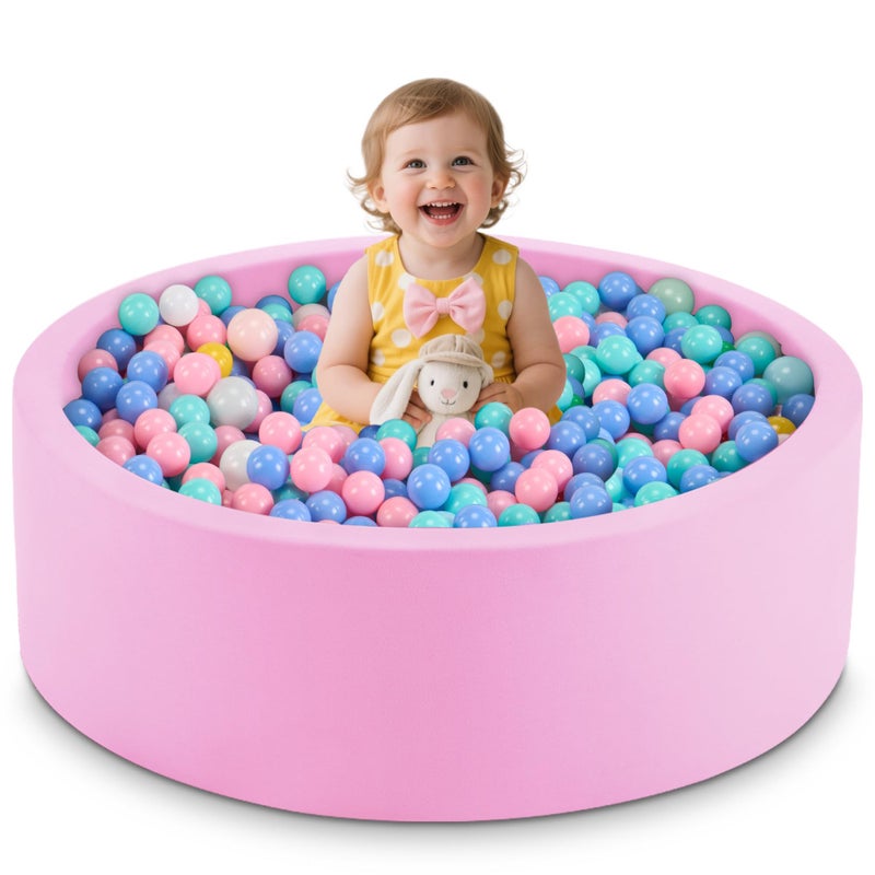Aunekiv 354 x 118 Foam Ball Pit for Toddlers Baby Round Balls Pool for Babies 13 Kids Play Ball Pits for Boys and Girls Balls Not Included Pink - Image 2