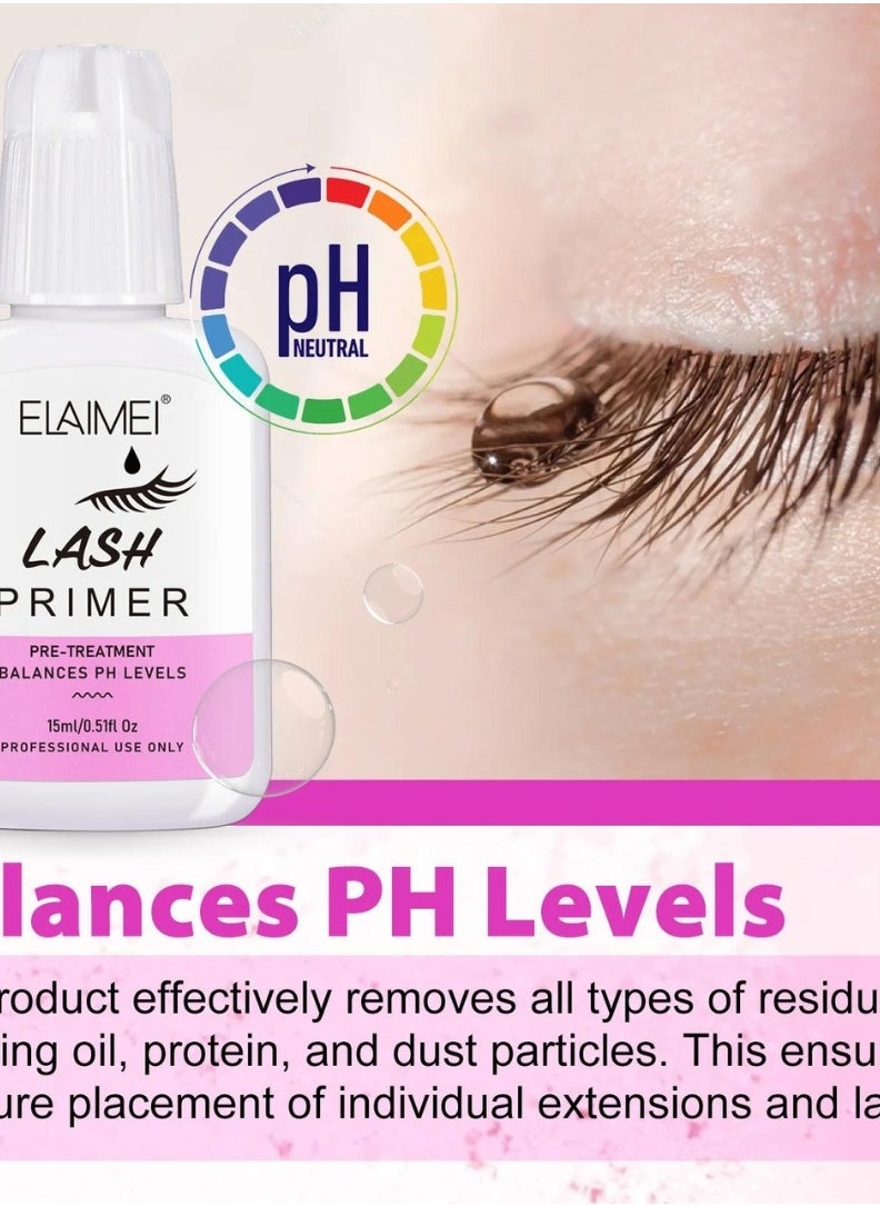 Lash Primer for Eyelash Extension Professional Use Only Easy to Remove Proteins and Oils Enhance Adhesive Strength of Eyelash Extensions Pre Treatment for Lash Enhancer Primer