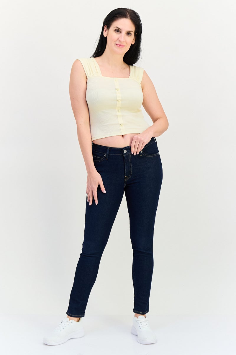 Levi's Women Skinny Fit Plain Stretchable 711 Jeans, Dark Blue - Image 4