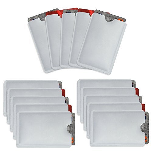 Owfeel RFID Blocking Secure Credit Card Sleeves Pack Of 15 Contactless Card Protection Holders Credit Card ID Anti Theft WaterProof Protector- Silver - Image 1
