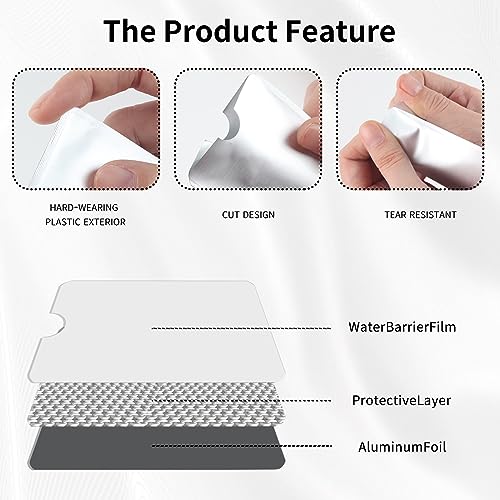 Owfeel RFID Blocking Secure Credit Card Sleeves Pack Of 15 Contactless Card Protection Holders Credit Card ID Anti Theft WaterProof Protector- Silver - Image 3