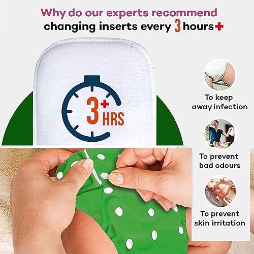 VParents Solid Washable Baby Cloth Diaper Reusable Adjustable Size Waterproof Pocket Cloth Diaper Nappie (With Insert) (Pack of 6) - Image 3