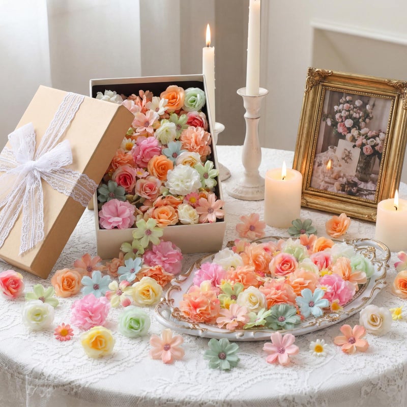 Geosar 120 Pcs Artificial Flowers Bulk Mini Silk Flower for Crafts Fake Small Flowers Heads Floral Arrangement Decor for Spring DIY Wreath Wedding Bouquet Decoration(Pastel Color,Elegant Style) - Image 5