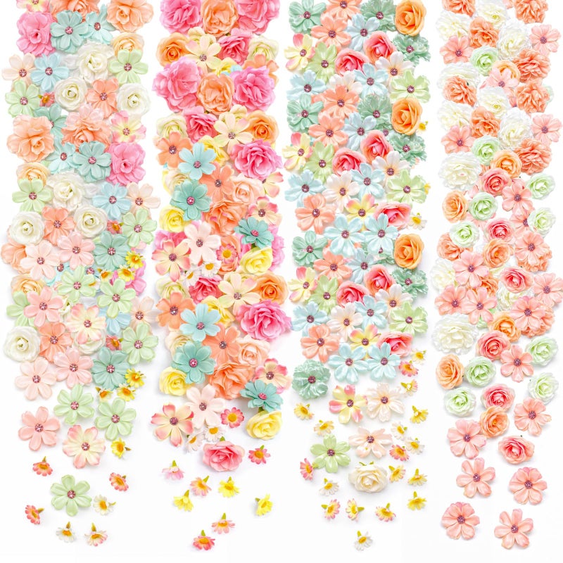 Geosar 120 Pcs Artificial Flowers Bulk Mini Silk Flower for Crafts Fake Small Flowers Heads Floral Arrangement Decor for Spring DIY Wreath Wedding Bouquet Decoration(Pastel Color,Elegant Style) - Image 1