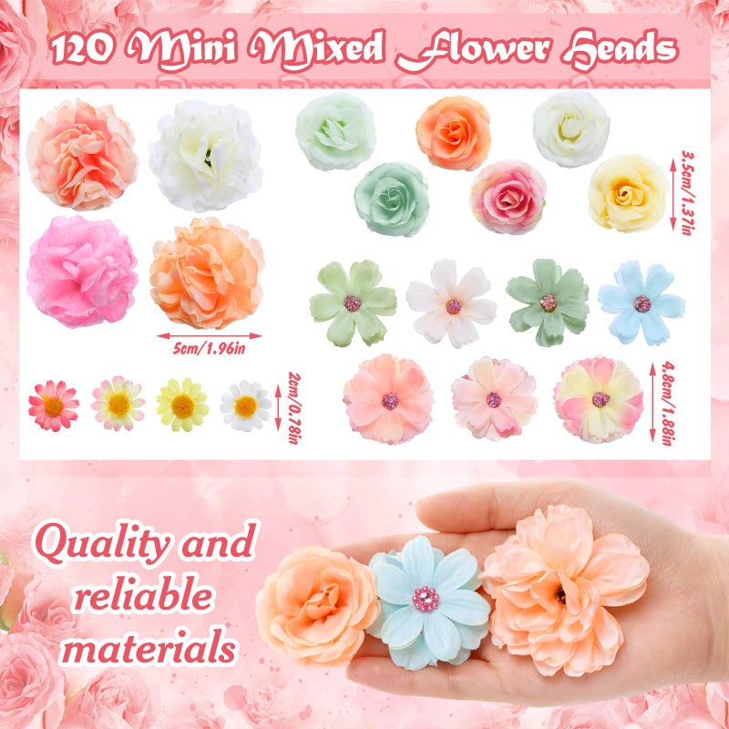 Geosar 120 Pcs Artificial Flowers Bulk Mini Silk Flower for Crafts Fake Small Flowers Heads Floral Arrangement Decor for Spring DIY Wreath Wedding Bouquet Decoration(Pastel Color,Elegant Style) - Image 3