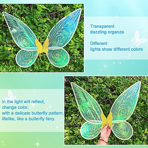 quescu Fairy Wings for Adults,Butterfly Wings for Girls,Angel Wings,Fairy Costume for Women Halloween Dress Up Party Favor (Gold) - Image 3