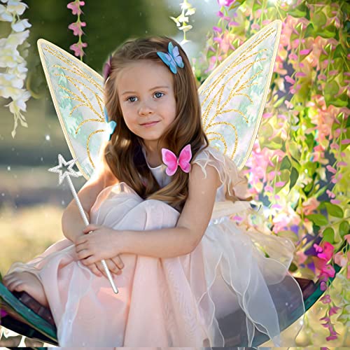 quescu Fairy Wings for Adults,Butterfly Wings for Girls,Angel Wings,Fairy Costume for Women Halloween Dress Up Party Favor (Gold) - Image 4