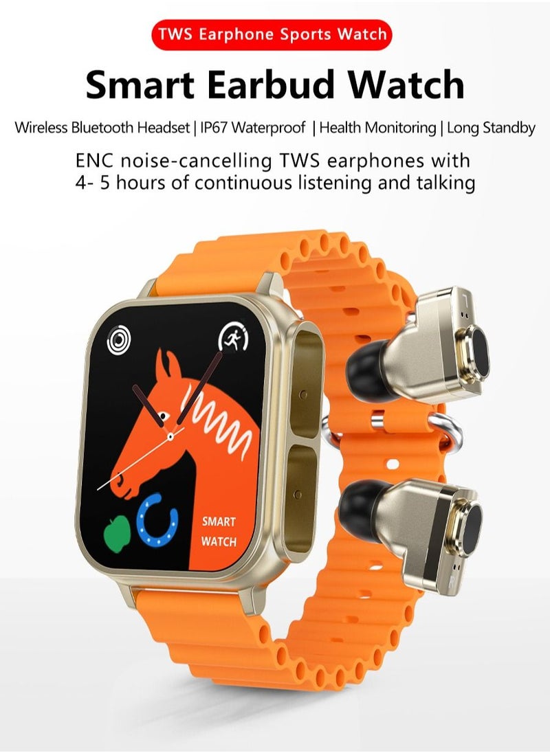 Generic TWS earphones and watches two in one, 1.96 '' multifunctional waterproof sports smart watch, health monitoring information reminder, ultra long standby, compatible with Apple and Android  - Image 2