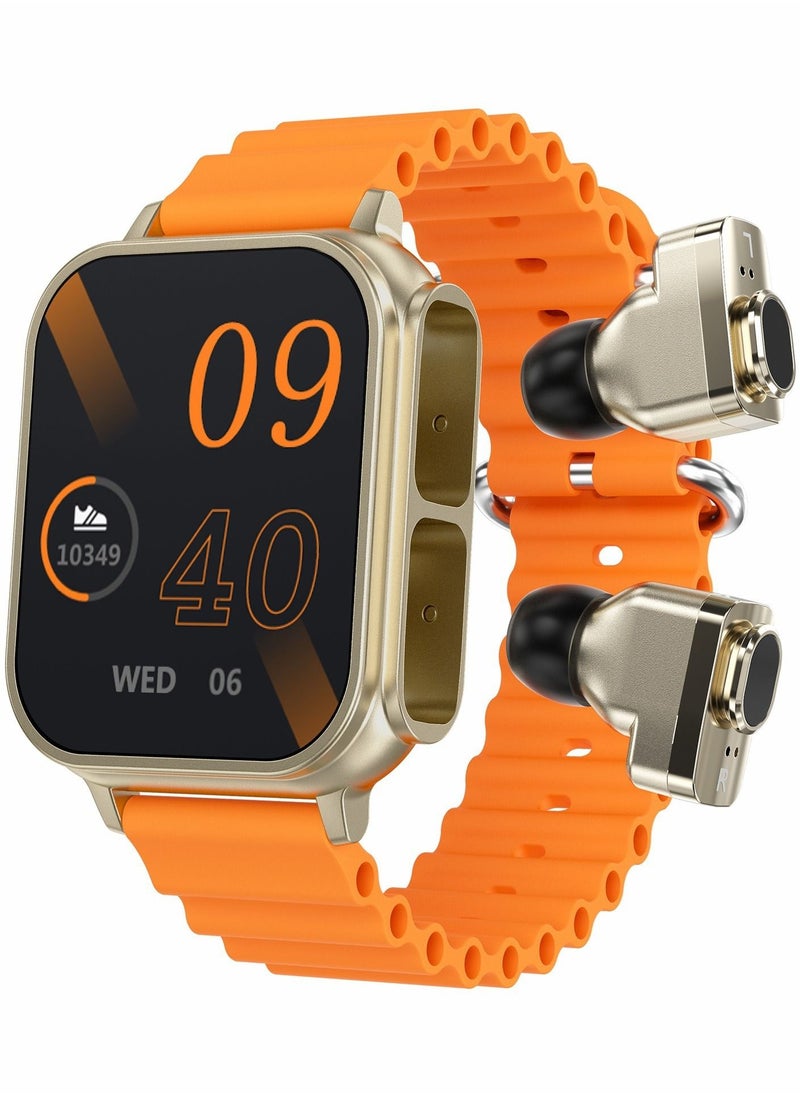Generic TWS earphones and watches two in one, 1.96 '' multifunctional waterproof sports smart watch, health monitoring information reminder, ultra long standby, compatible with Apple and Android  - Image 1