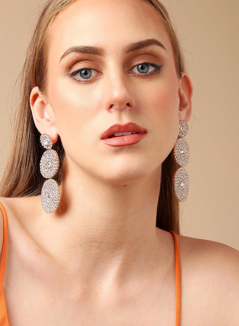 سوهي قرط متدلي من الحجر مصمم للحفلات مطلي بالذهب - Image 4
