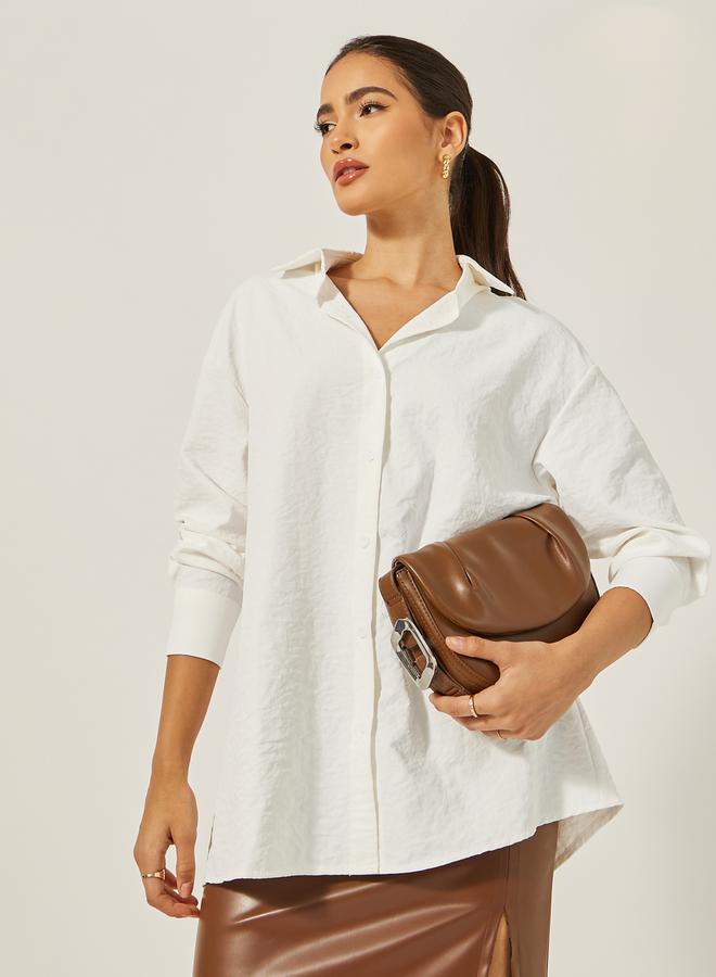 Styli Oversized Drop Shoulder Shirt with Tie-Up Detail - Image 3