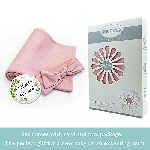 OWLOWLA Swaddle Blanket and Hat Set Newborn Swaddle Wrap Baby Receiving Blanket for Baby Boys Girls(Blush) - Image 2
