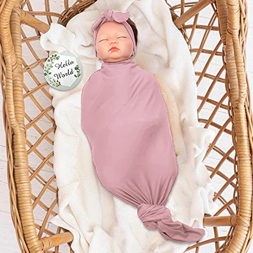 OWLOWLA Swaddle Blanket and Hat Set Newborn Swaddle Wrap Baby Receiving Blanket for Baby Boys Girls(Blush) - Image 5