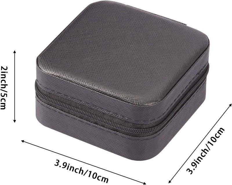LETURE Pu leather small jewelry box, travel portable jewelry case for ring, pendant, earring, necklace, bracelet organizer storage holder boxes (black) - Image 4