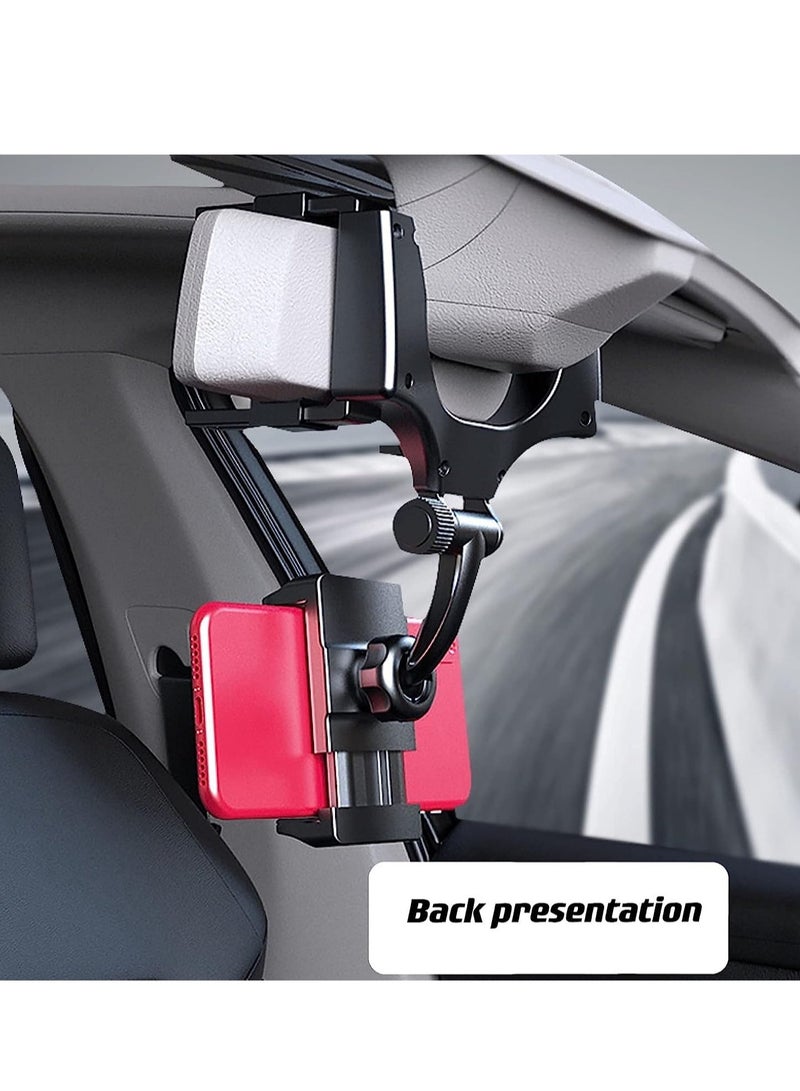 Rear View Mirror Car Mount Phone Holder Stand with 270° Swivel and Adjustable Clips (Black) - Image 4