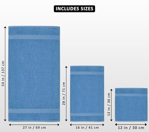 Utopia Towels 8 Piece Premium Towel Set, 2 Bath, 2 Hand, and 4 Wash Cloths, 600 GSM 100% Ring Spun Cotton, Highly Absorbent Towels for Bathroom, Gym, Hotel, and Spa, Electric Blue - Image 2