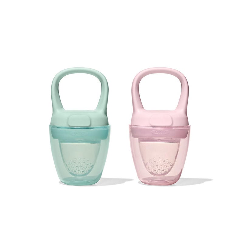 OXO Tot Silicone SelfFeeder 2 Pack  Opal and Blossom - Image 1
