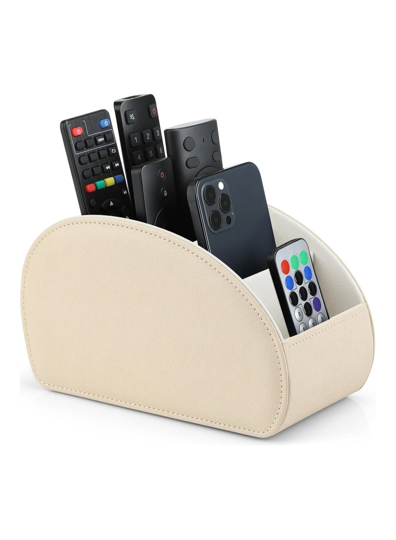NANAO Leather Remote Control Holder - Large Remote Control Caddy - Desktop Organizer with 5 Compartments Fits TV, DVD, Blu-Ray, Media Player, Heater Controllers, Office and Makeup Supplies - Image 2
