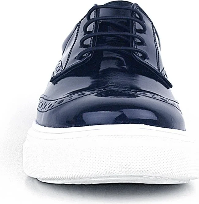 Rakerplus Navy Blue Patent Leather White Sole Oxford Children's Classic Shoes