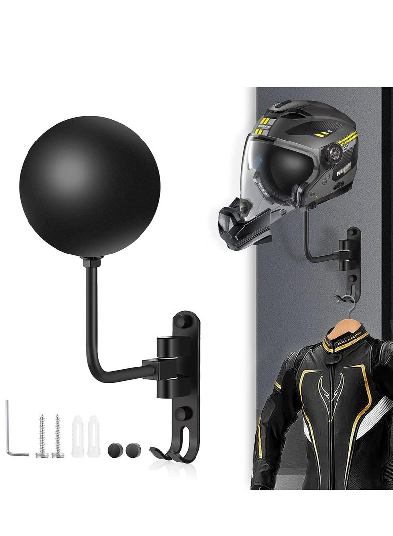Joyelink Motorcycle Helmet Holder, Helmet Rack Wall Mount 180 Degree Rotation Helmet Hanger Hook for Coats, Caps, Hats, Motorcycle Accessories  - Image 1