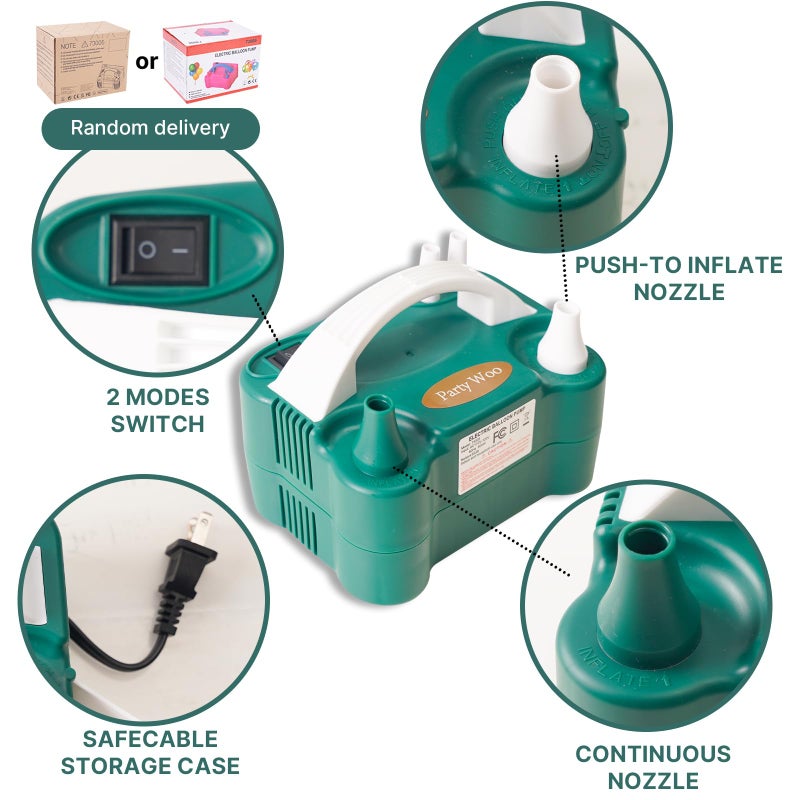 PartyWoo 110V 600W Electric Balloon Pump, Portable Balloon Inflator, Dual Nozzle Air Pump for Balloon Garland - Image 3