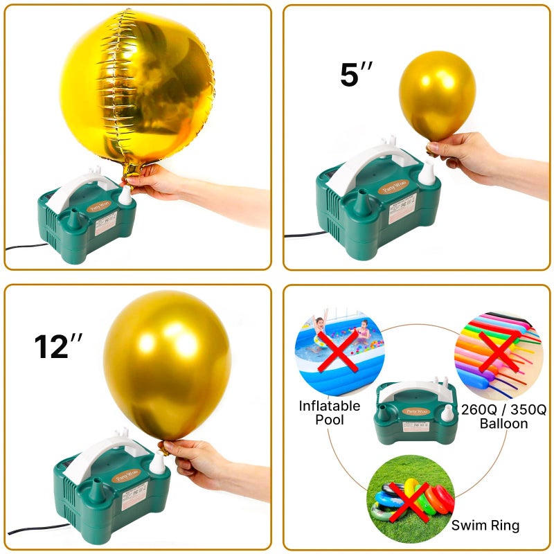 PartyWoo 110V 600W Electric Balloon Pump, Portable Balloon Inflator, Dual Nozzle Air Pump for Balloon Garland - Image 4