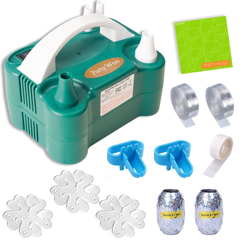 PartyWoo 110V 600W Electric Balloon Pump, Portable Balloon Inflator, Dual Nozzle Air Pump for Balloon Garland - Image 1
