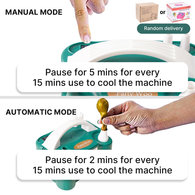 PartyWoo 110V 600W Electric Balloon Pump, Portable Balloon Inflator, Dual Nozzle Air Pump for Balloon Garland - Image 5