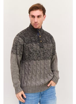 Weatherproof Men Long Sleeve Textured Sweater, Grey  - Image 1