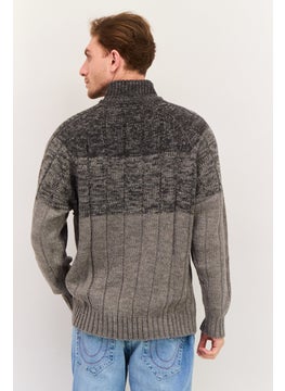 Weatherproof Men Long Sleeve Textured Sweater, Grey  - Image 3