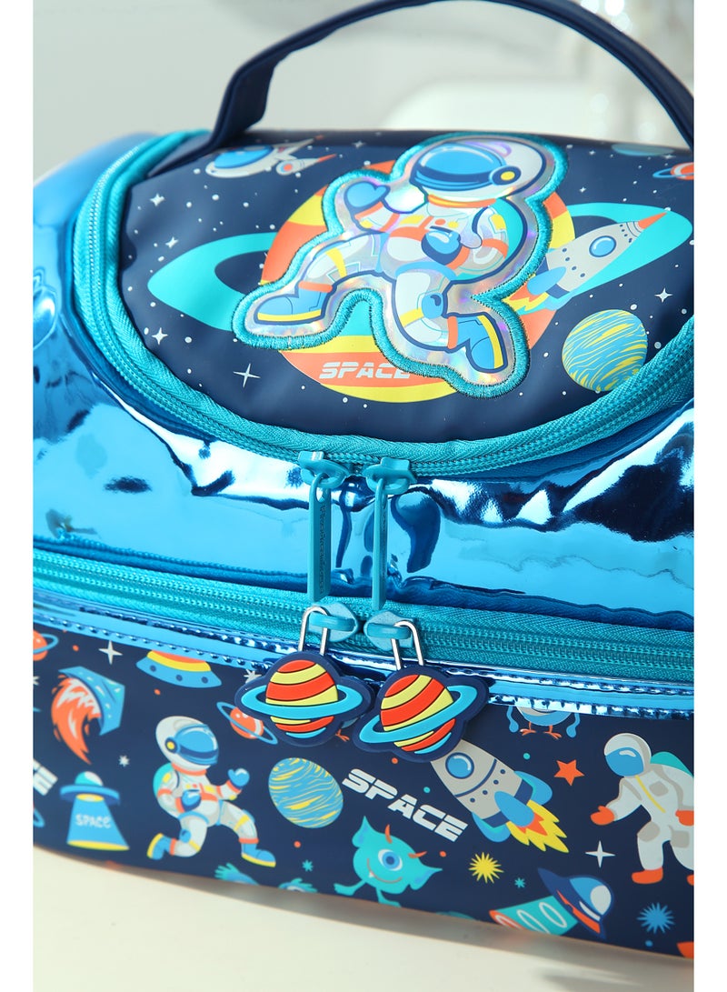 VEST Kids Lunch Bag, Space Astronaut Insulated Lunch Bag, Portable Double Layer Thermal Lunch Box Bag for Boys 25.5×16.5×17cm - Image 4