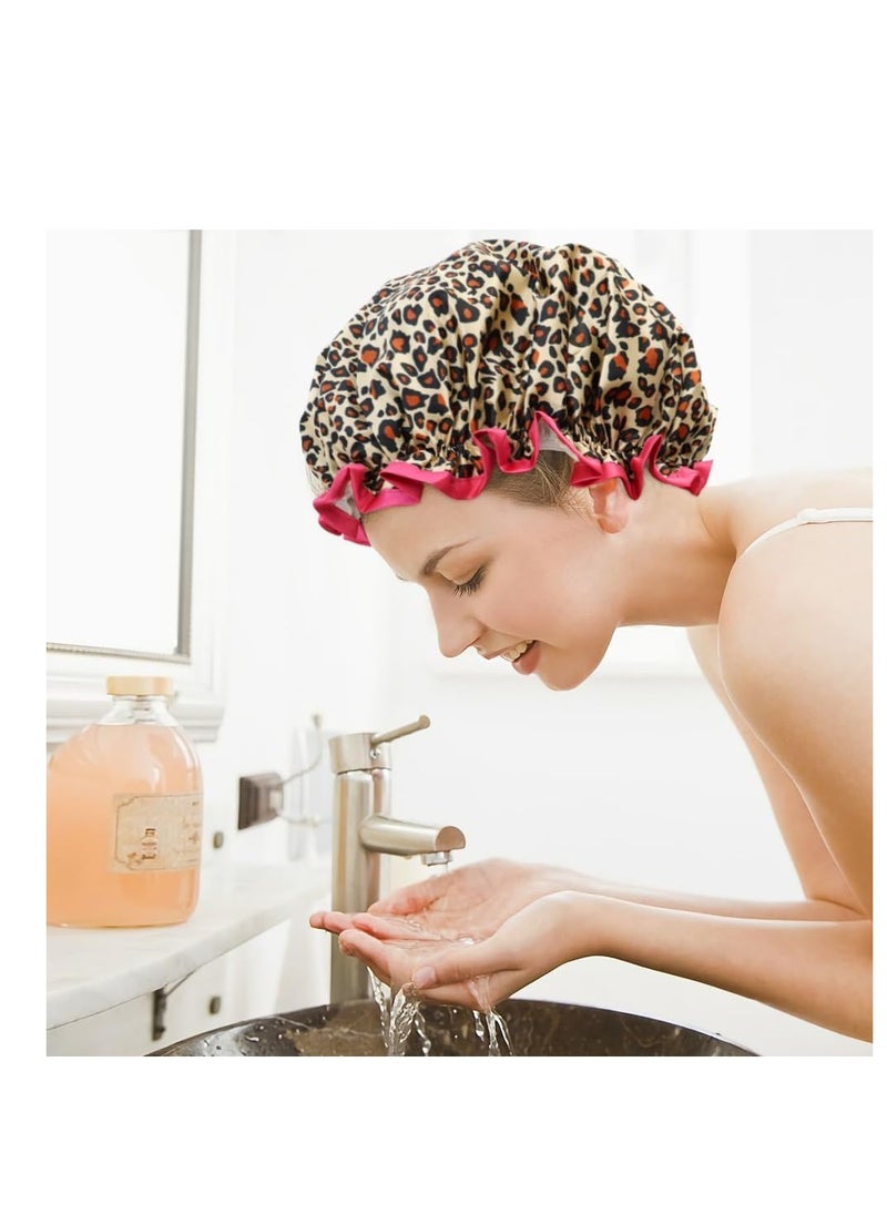 SYOSI 3 Pieces Shower Cap, Large Shower Cap, Reusable Shower Caps Waterproof, Double Waterproof Layers Bathing Shower Hat, Soft Comfortable EVA Lined Shower Hat, Protection Hair Bath Women Caps  - Image 5