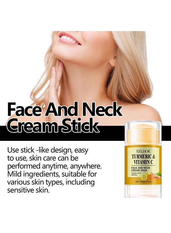 EELHOE Turmeric & Vtamin C Face And Neckcream Stick Topspin Lift & Delicacy-Fade Neck Lines, Firming and Moisturizing Brighten Skin Neck Massage, Reshape Swan Neck - Image 5