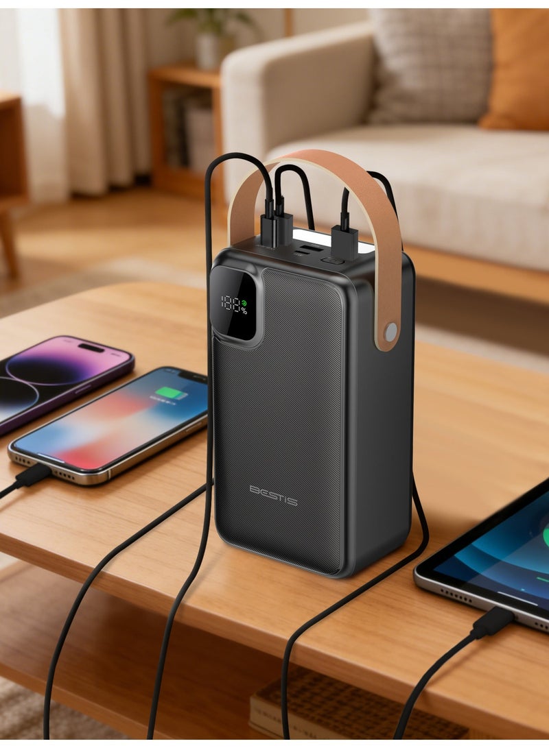 بيستيس  باور بانك بسعة 60000mAh، شاحن محمول سريع 30 واط PD، 5 منافذ (2 USB-C + 3 USB-A)، شاشة رقمية لعرض نسبة البطارية، مصباح LED مع وضع الطوارئ SOS، متوافق مع آيفون وسامسونج والآيباد وبعض أجهزة اللابتوب - Image 4