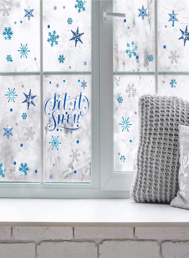 وولاين ملصقات نوافذ ندفة الثلج اللامعة من والين، ملصقات نوافذ شتوية لامعة باللونين الأزرق والفضي، ملصقات نوافذ ندفة الثلج، ديكور زجاجي مزدوج الجوانب لعيد الميلاد، ديكور المنزل والمدرسة والمكتب، لوازم الحفلات، 4 أوراق - Image 4