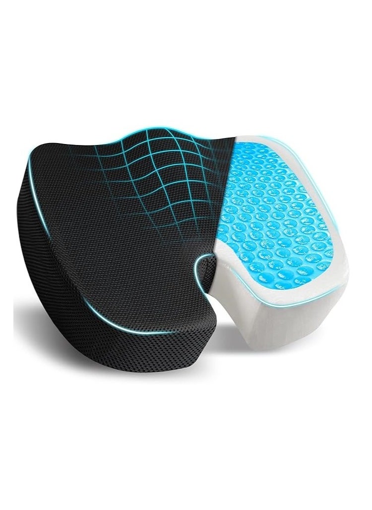 SARI SARI SARI SARI Gel Seat Cushion Gel memory foam with cover, 45x35x7cm, Color Black, weight 550g  - Image 1