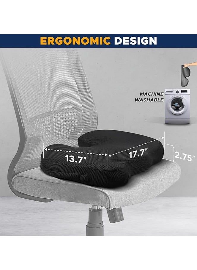 SARI SARI SARI SARI Gel Seat Cushion Gel memory foam with cover, 45x35x7cm, Color Black, weight 550g  - Image 3