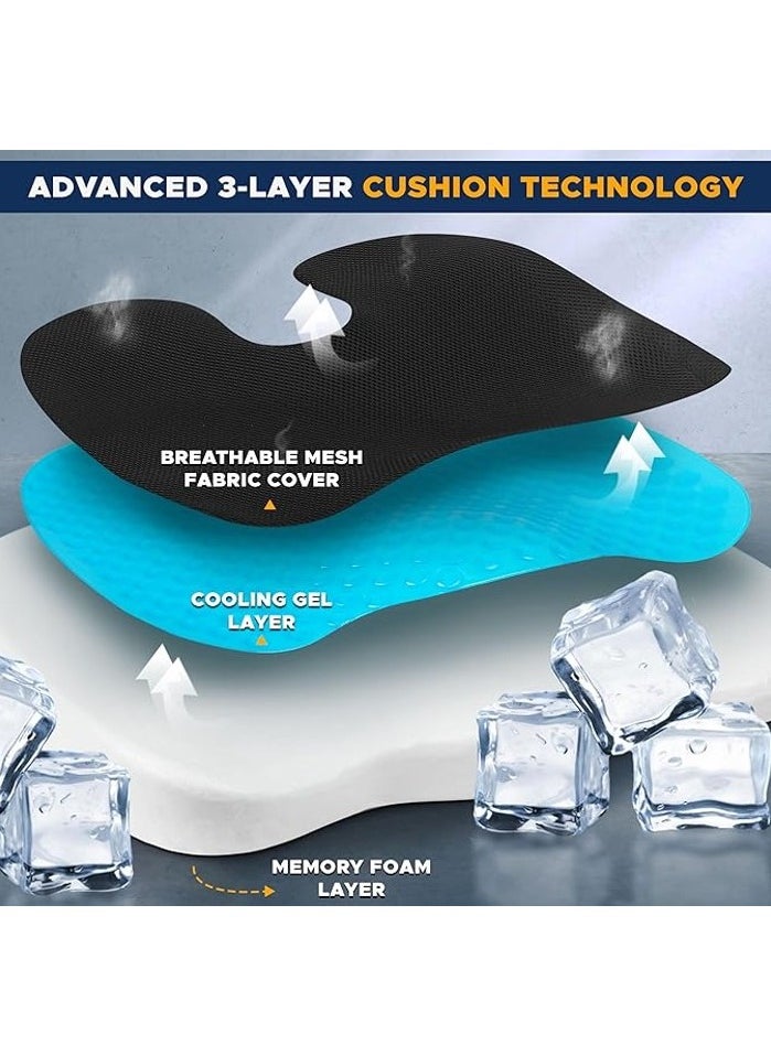 SARI SARI SARI SARI Gel Seat Cushion Gel memory foam with cover, 45x35x7cm, Color Black, weight 550g  - Image 2
