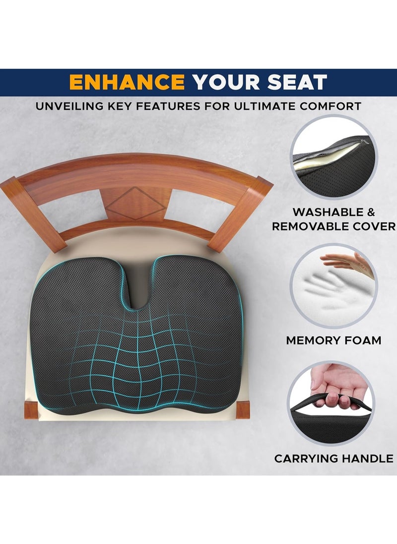 SARI SARI SARI SARI Gel Seat Cushion Gel memory foam with cover, 45x35x7cm, Color Black, weight 550g  - Image 4